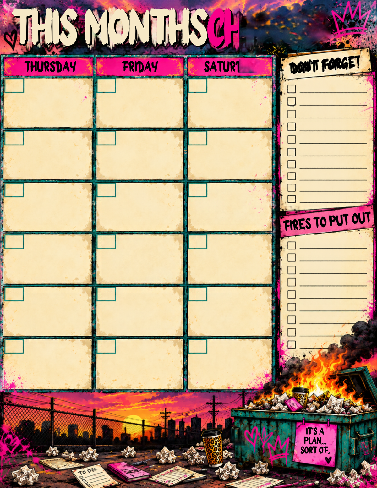2027 Dumpster Fire Planner | ADHD-Friendly Chaos & Life Organizer