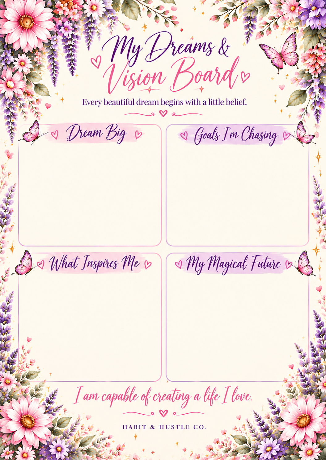 Dream Plan Hustle Bloom | 12-Month Undated Planner