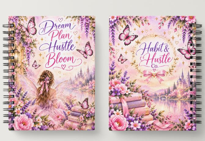 Dream Plan Hustle Bloom | Fairy-Inspired Notebook – Hardcover or Softcover