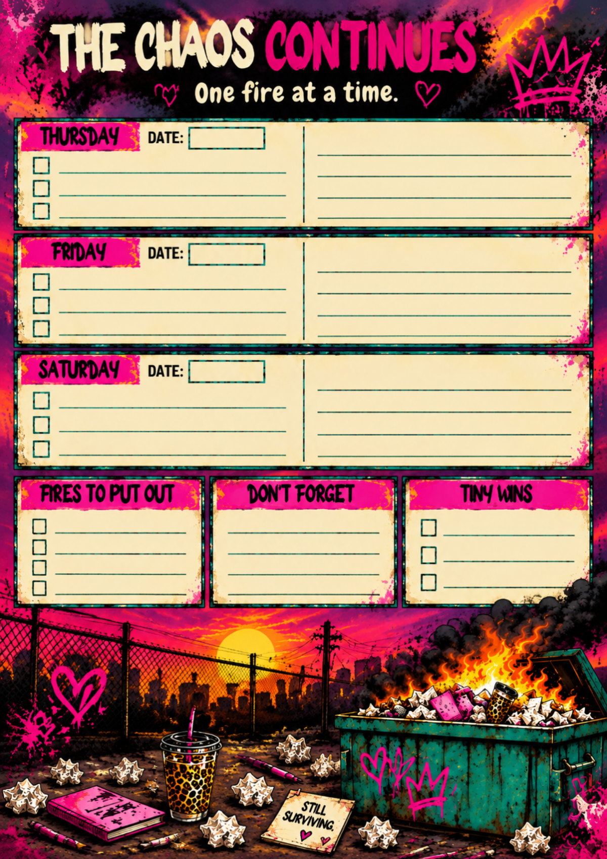2027 Dumpster Fire Planner | ADHD-Friendly Chaos & Life Organizer