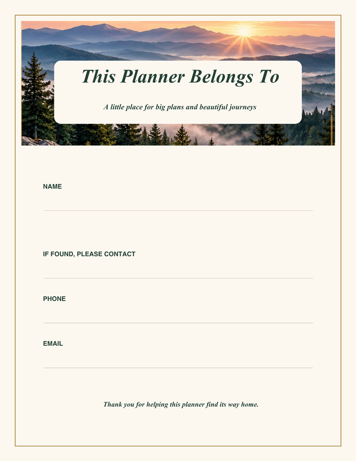 This Planner Belongs To page