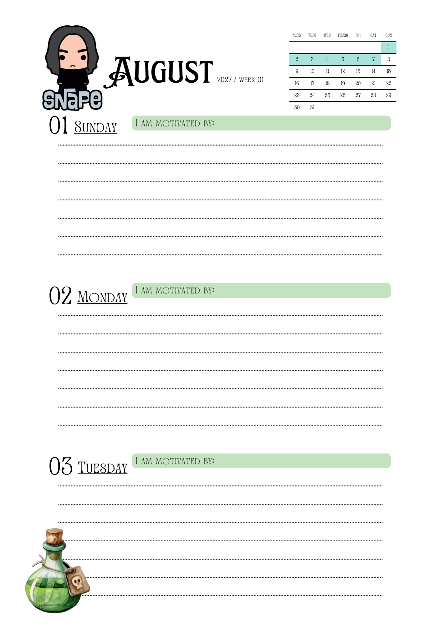 Harry Potter Wizard-Inspired Academic Planner