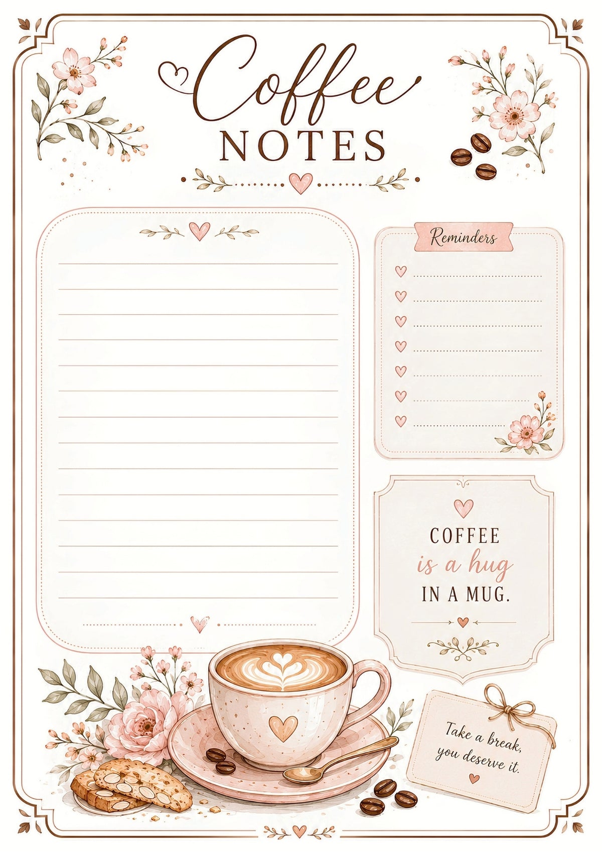 ☕ Blush & Brew Notepad Collection
