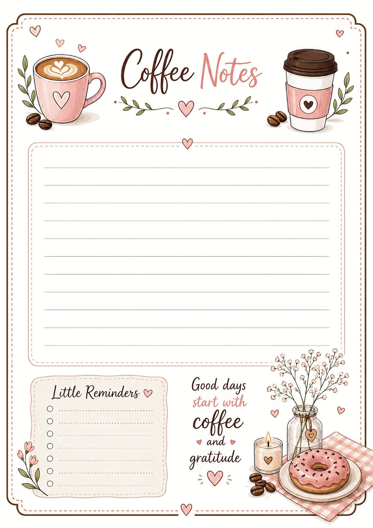 ☕ Blush & Brew Notepad Collection