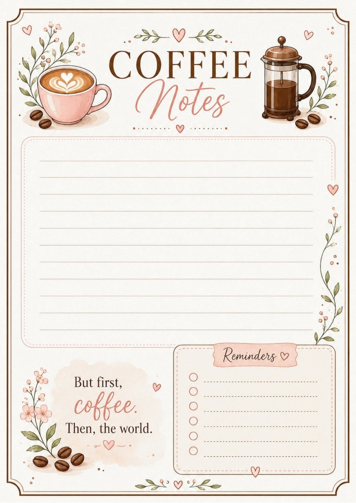☕ Blush & Brew Notepad Collection