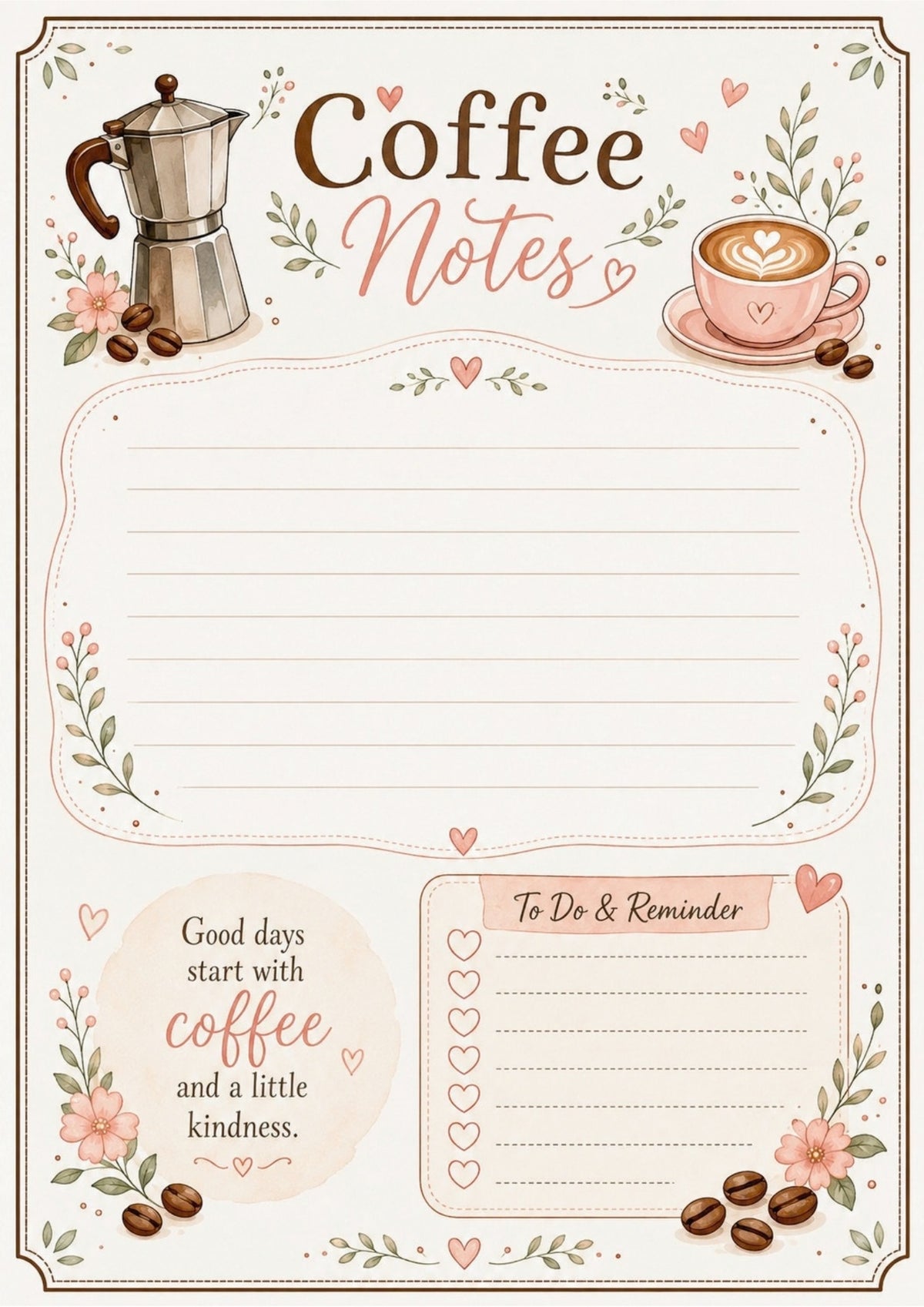 ☕ Blush & Brew Notepad Collection