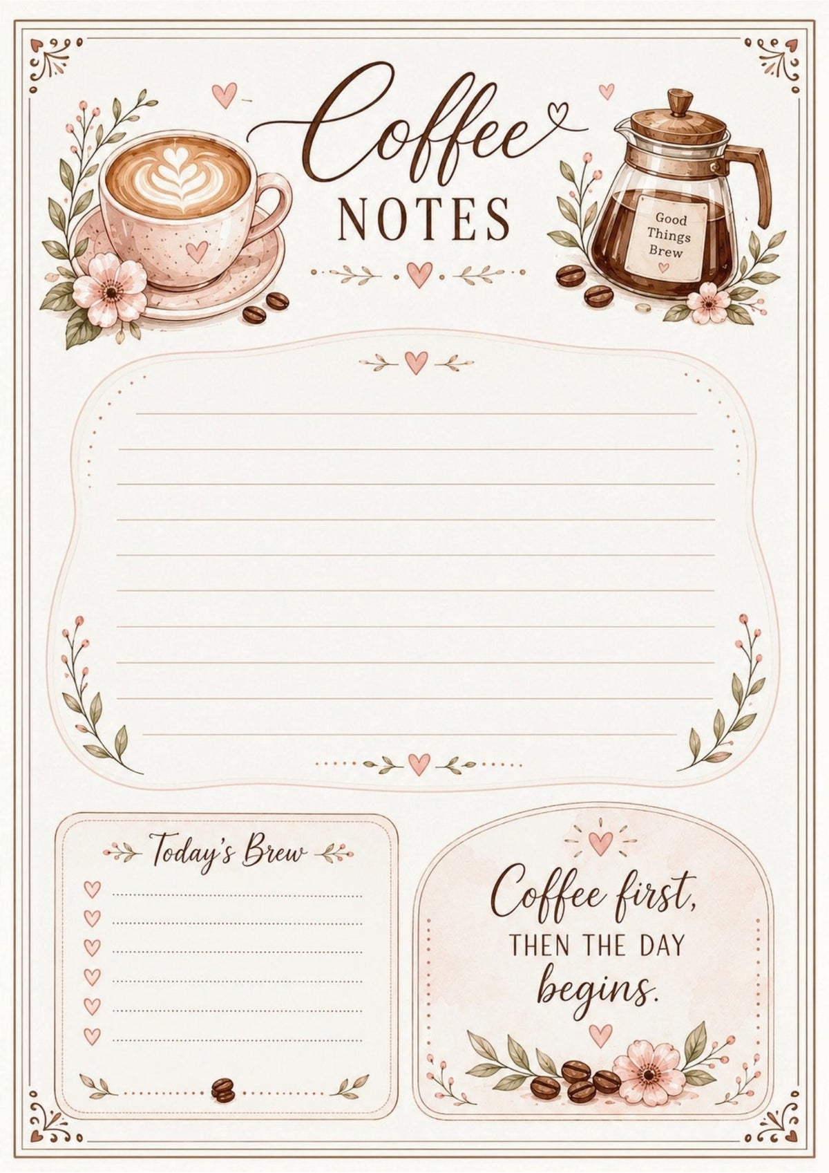 ☕ Blush & Brew Notepad Collection