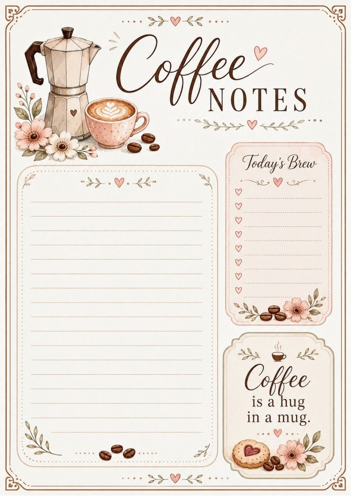 ☕ Blush & Brew Notepad Collection
