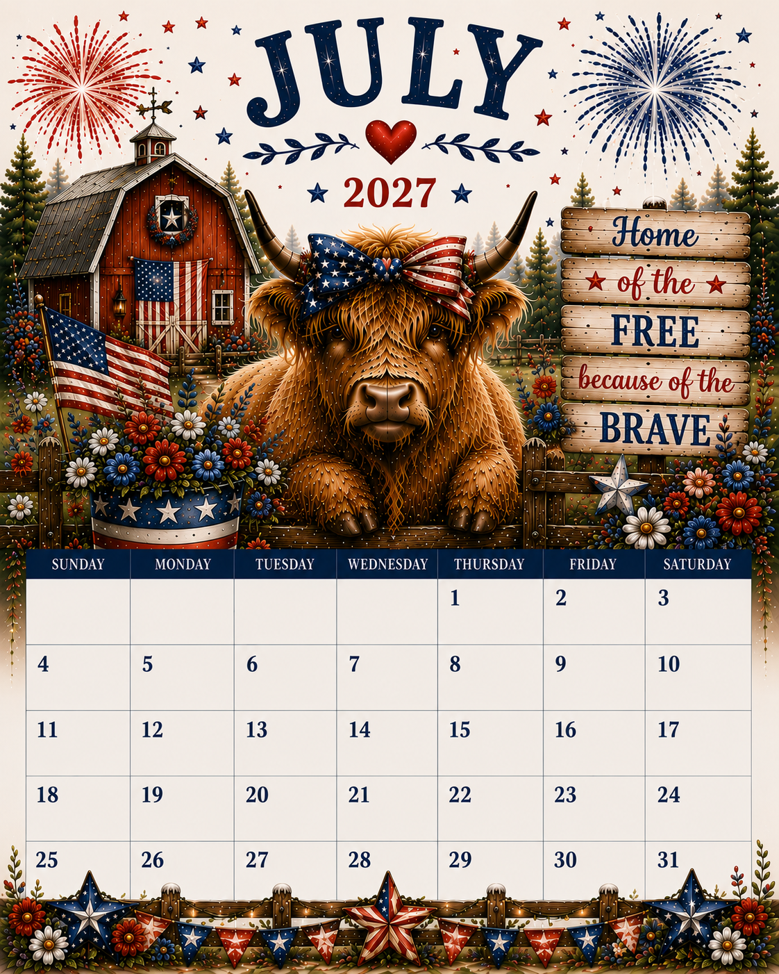 Highland Dreams & Daily Things — 2027 Planner 🐮🌸