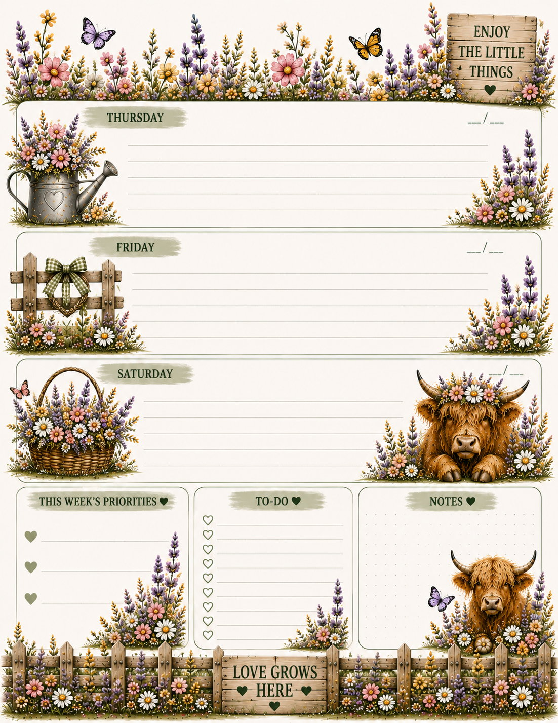 Highland Dreams & Daily Things — 2027 Planner 🐮🌸