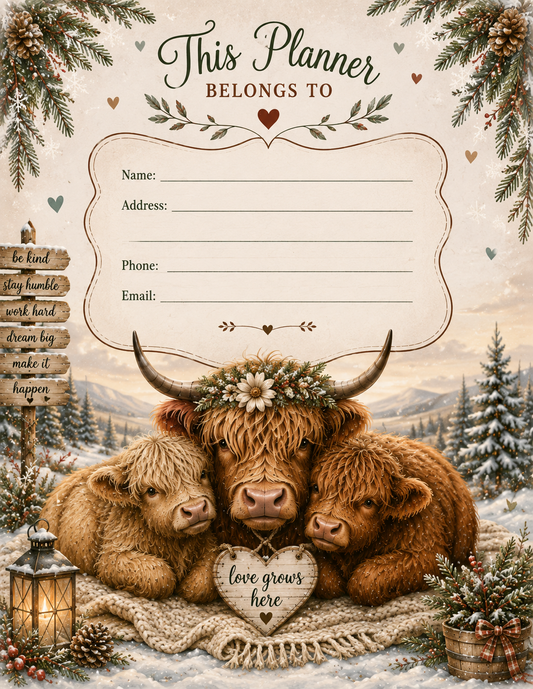 Highland Dreams & Daily Things — 2027 Planner 🐮🌸