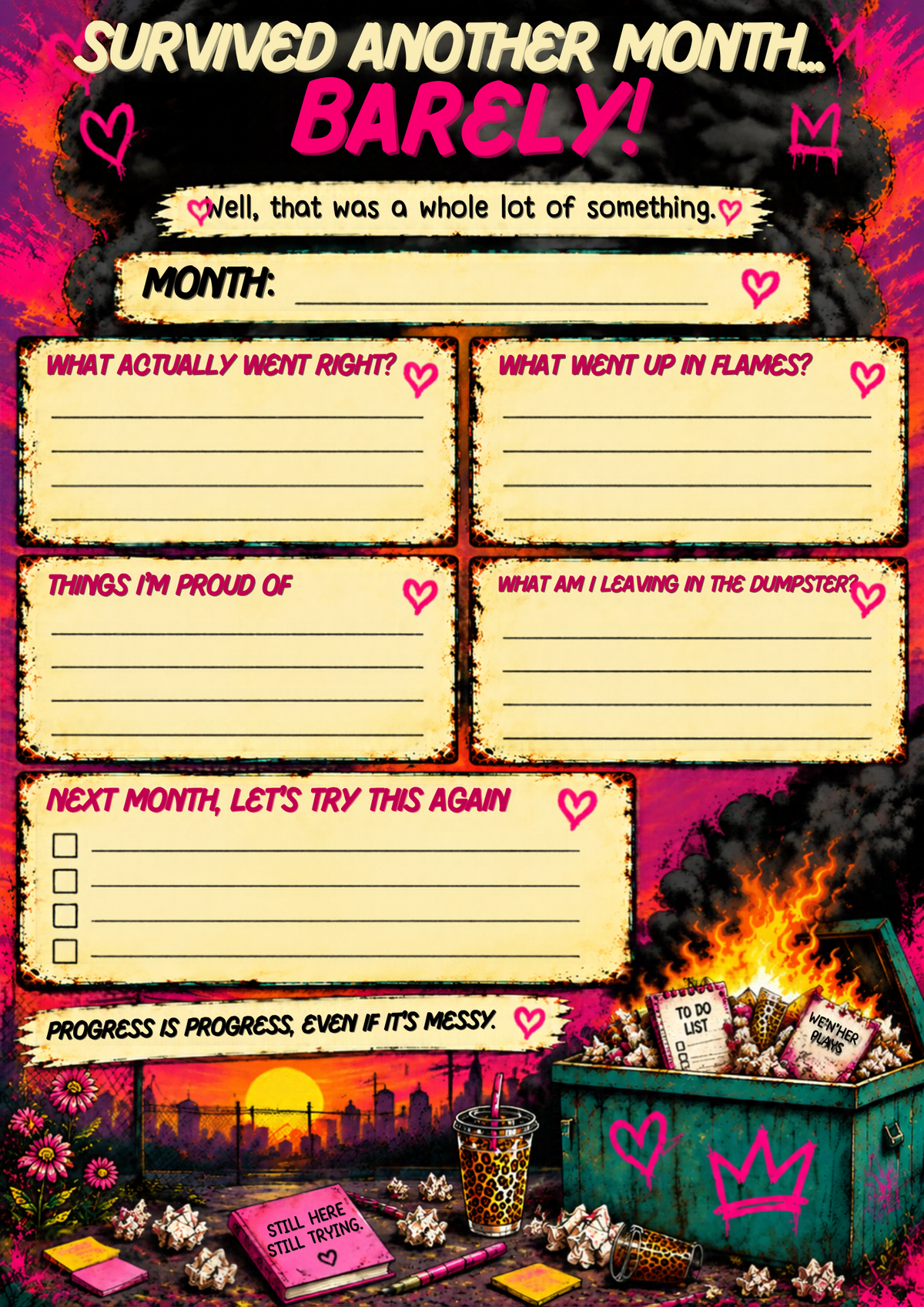 2027 Dumpster Fire Planner | ADHD-Friendly Chaos & Life Organizer