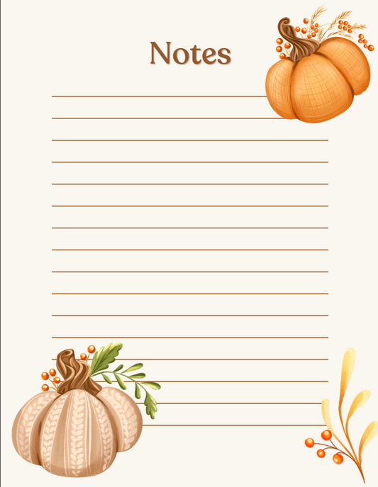 Autumn Harvest Notes Notepad – 50 Pages