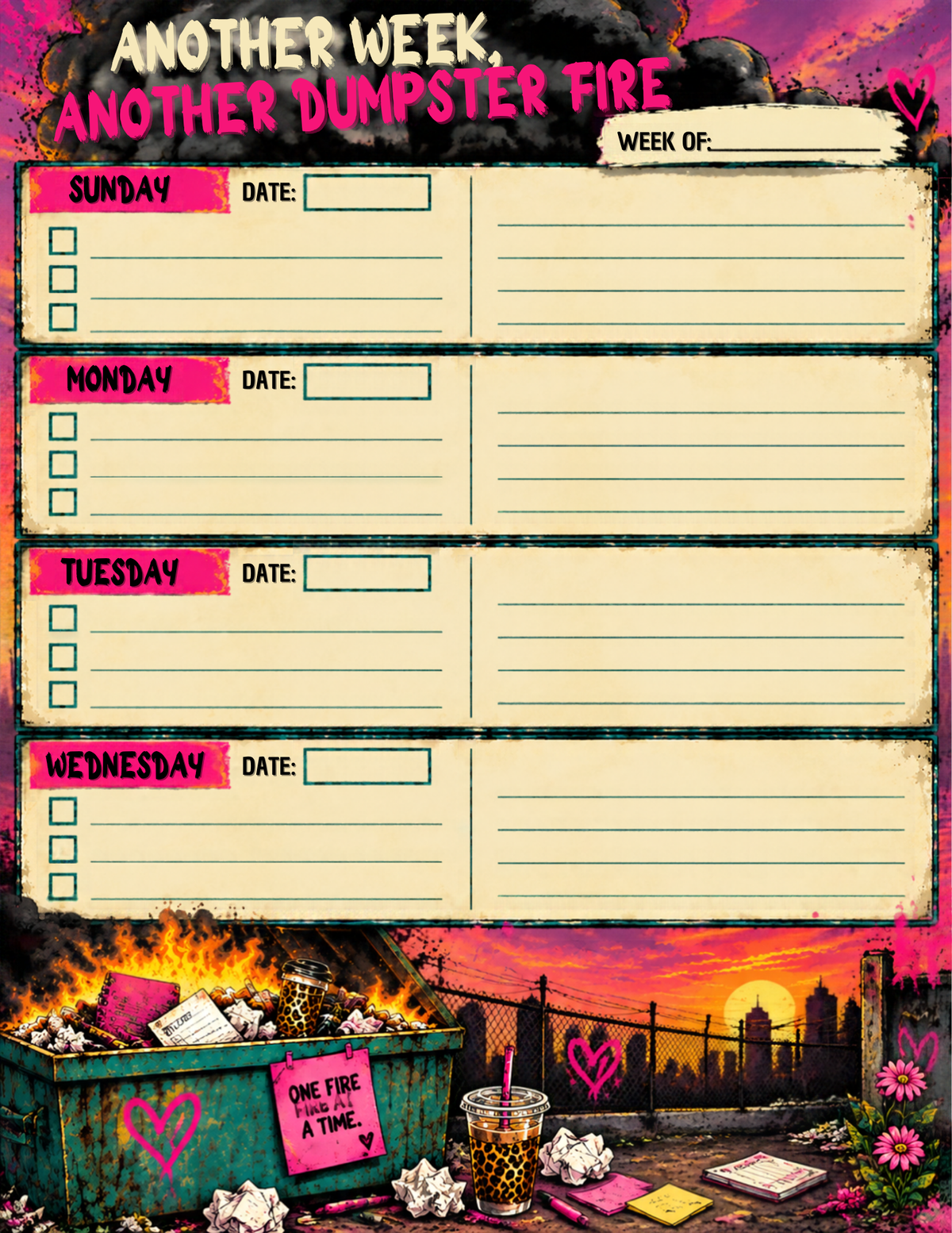 2027 Dumpster Fire Planner | ADHD-Friendly Chaos & Life Organizer